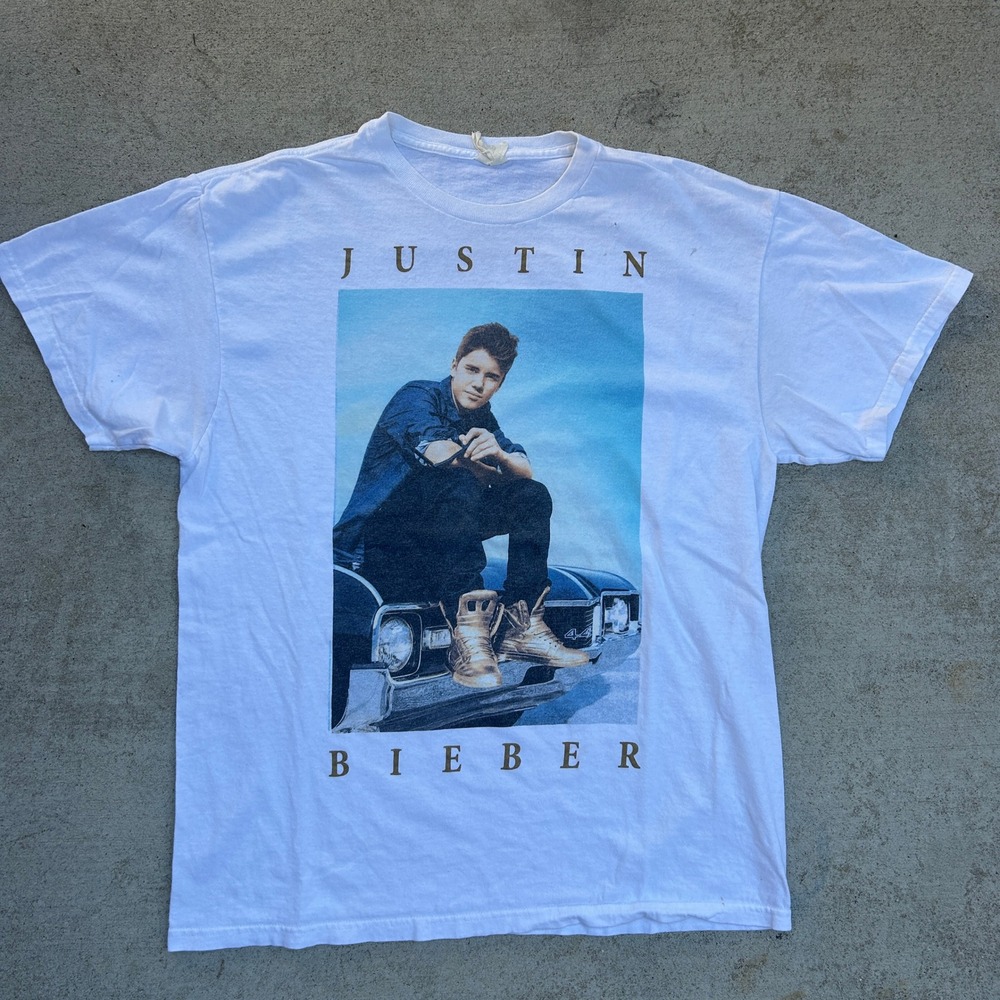 Justin Bieber Believe Tour T-Shirt White Large Y2K 2012 Vintage Graphic Concert
